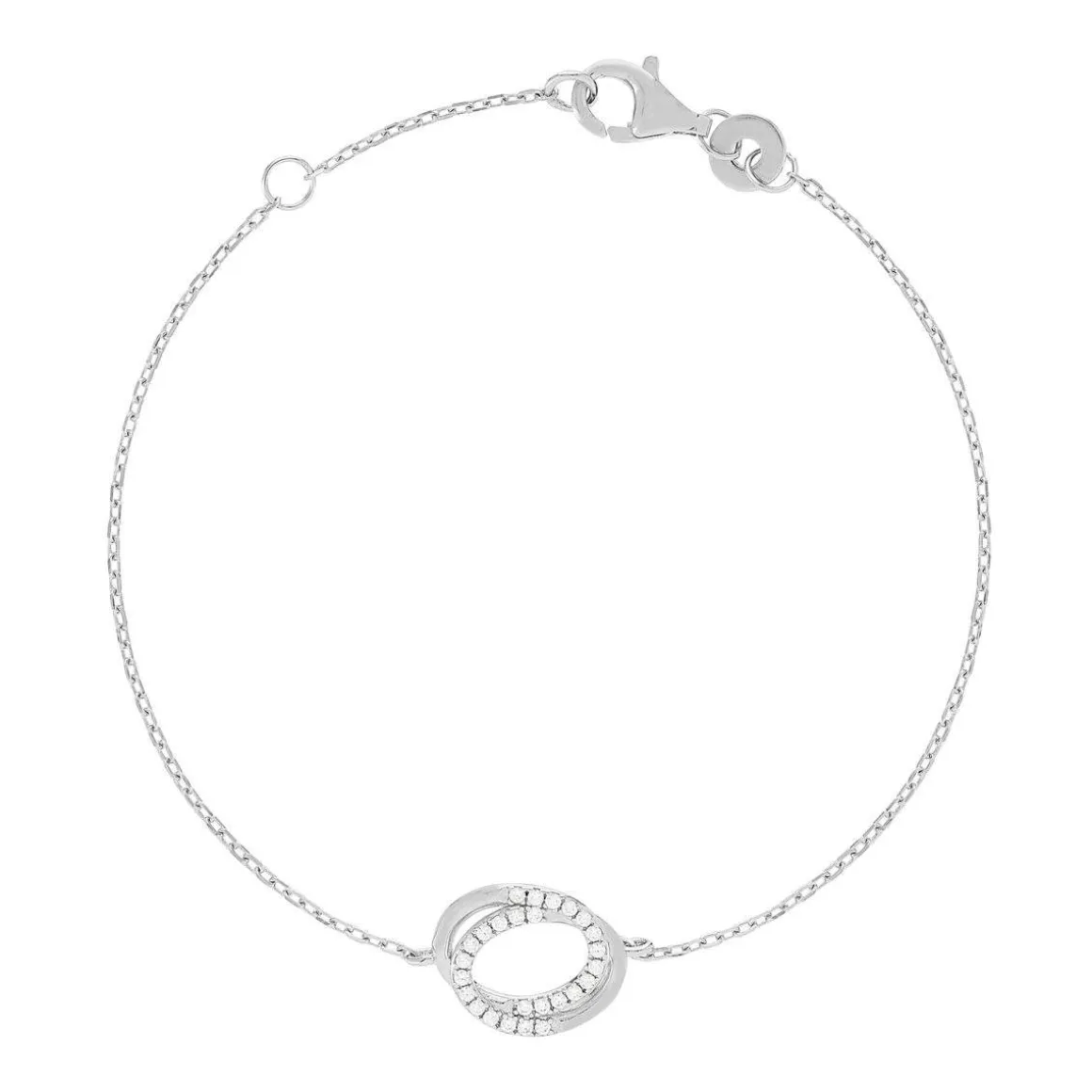 Bracelet argent 925 zirconias 18 cm motif anneaux