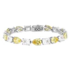 Bracelet argent 925 zirconias jaune et blanc