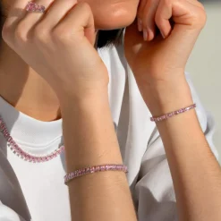 Bracelet argent 925 zirconias roses