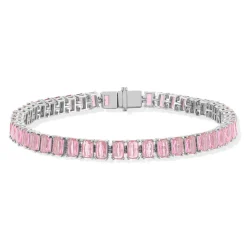 Bracelet argent 925 zirconias roses 18 cm