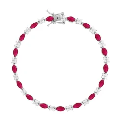 Bracelet argent zirconias rouge et blanc 18cm