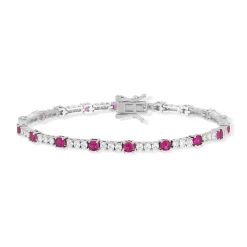 Bracelet argent 925 zirconias rouges et blancs 18cm