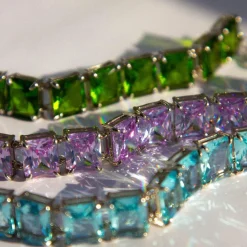 Bracelet argent 925 zirconias violets 19cm