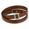 Bracelet boucle argent 925 double tour cuir marron