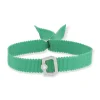 Bracelet boucle argent 925 zirconias ruban vert 21cm