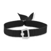 Bracelet boucle argent 925 zirconias ruban noir 21cm