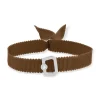 Bracelet boucle argent 925 zirconias ruban chocolat 21cm