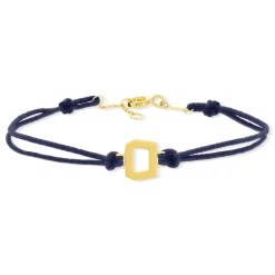 Bracelet boucle or 750 jaune double cordon marine 18cm