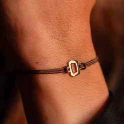 Bracelet boucle or 750 jaune double cordon chocolat 18cm