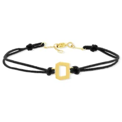 Bracelet boucle or 750 jaune double cordon noir 18cm