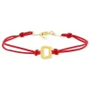 Bracelet boucle or 750 jaune double cordon rouge 18cm
