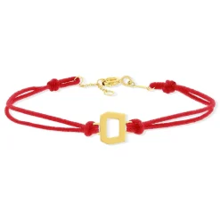 Bracelet boucle or 750 jaune double cordon rouge 18cm