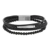 Bracelet cordon synthétique noir et acier