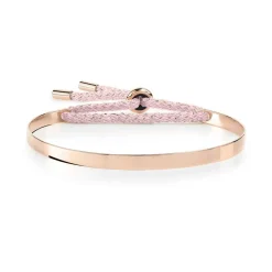 Bracelet  demi-jonc plaqué or rose cordon