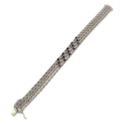 Bracelet d'occasion or 750 blanc maille fantaisie saphirs