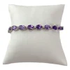 Bracelet d'occasion or 750 blanc maille fantaisie améthyste 18,5 cm