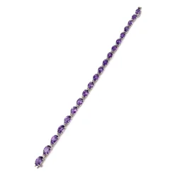 Bracelet d'occasion or 750 blanc maille fantaisie améthyste 18,5 cm