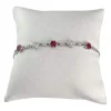 Bracelet d'occasion or 750 blanc maille anglaise diamants rubis 19 cm