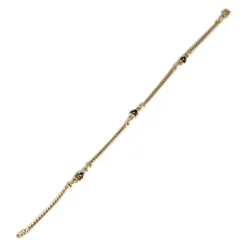 Bracelet d'occasion or 750 jaune coeur maille anglaise rubis saphir émeraude