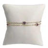 Bracelet d'occasion or 585 jaune maille forçat améthystes