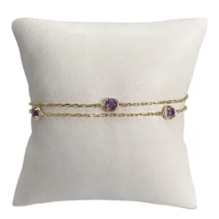 Bracelet d'occasion or 585 jaune maille forçat améthystes