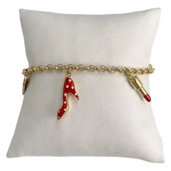 Bracelet d'occasion or 750 jaune motifs fantaisie maille jaseron