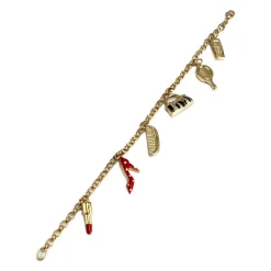 Bracelet d'occasion or 750 jaune motifs fantaisie maille jaseron