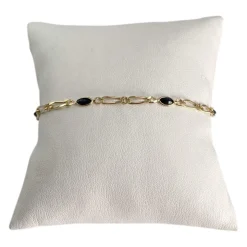 Bracelet d'occasion or 750 jaune maille fantaisie saphir