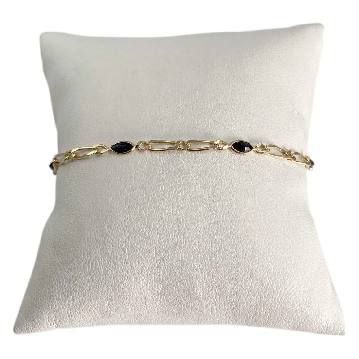 Bracelet d'occasion or 750 jaune maille fantaisie saphir