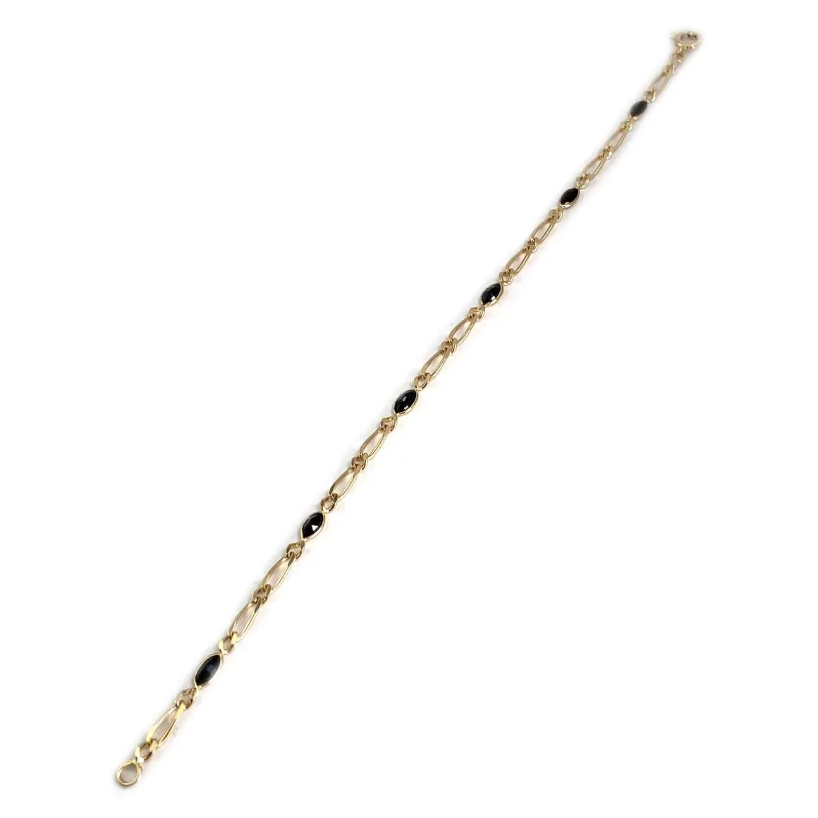 Bracelet d'occasion or 750 jaune maille fantaisie saphir