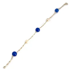 Bracelet d'occasion or 750 jaune maille fantaisie perle de culture agate