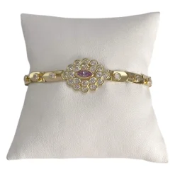 Bracelet d'occasion or 750 jaune maille fantaisie zirconias