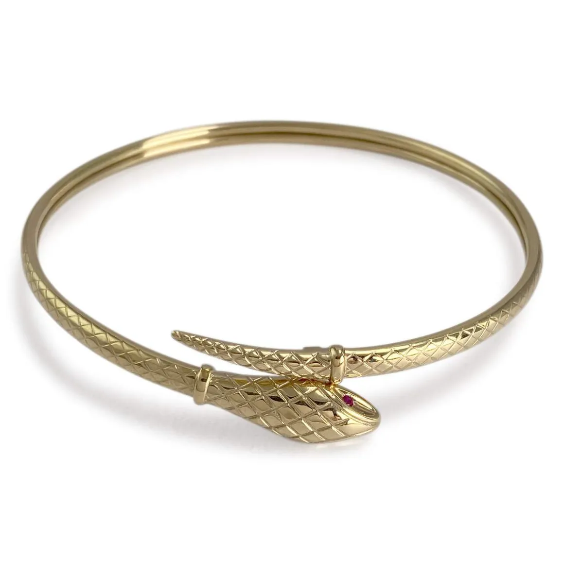 Bracelet d'occasion or 750 jaune serpent rubis