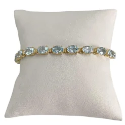 Bracelet d'occasion or 750 jaune topazes bleues traitées 19cm