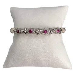 Bracelet d'occasion or 750 2 tons rubis, diamants