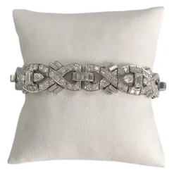 Bracelet d'occasion platine gris maille fantaisie diamants