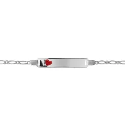 Bracelet identité argent 925 coeur maille alternée personnalisable 16 cm