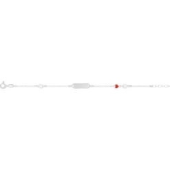 Bracelet identité argent 925 coeurs laque blanche et rouge personnalisable 16 cm