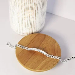 Bracelet identité argent 925 maille gourmette personnalisable 21 cm