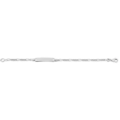 Bracelet identité or 375 blanc maille alternée personnalisable 14 cm