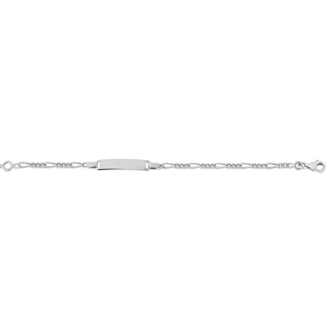 Bracelet identité or 375 blanc maille alternée personnalisable 14 cm