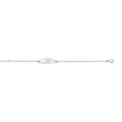 Bracelet identité or 375 blanc maille alternée personnalisable 14 cm