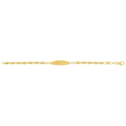 Bracelet identité or 375 jaune maille grain de café personnalisable 14 cm