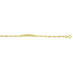 Bracelet identité or 375 jaune personnalisable maille torsadée 14 cm