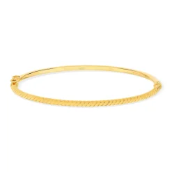 Bracelet jonc or 375 jaune lisse et torsadé