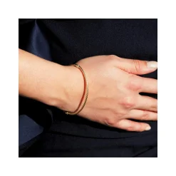 Bracelet jonc or 375 jaune lisse et torsadé