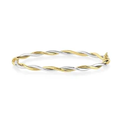 Bracelet jonc or 375 2 tons torsadé