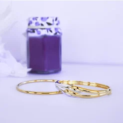 Bracelet jonc plaqué or 2 tons