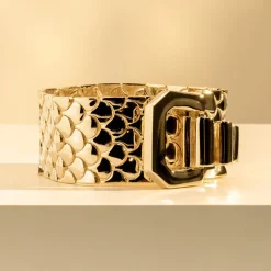 Bracelet maille plaqué or jaune écailles 20cm