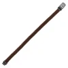 Bracelet marron tressé spinelles noires 19cm